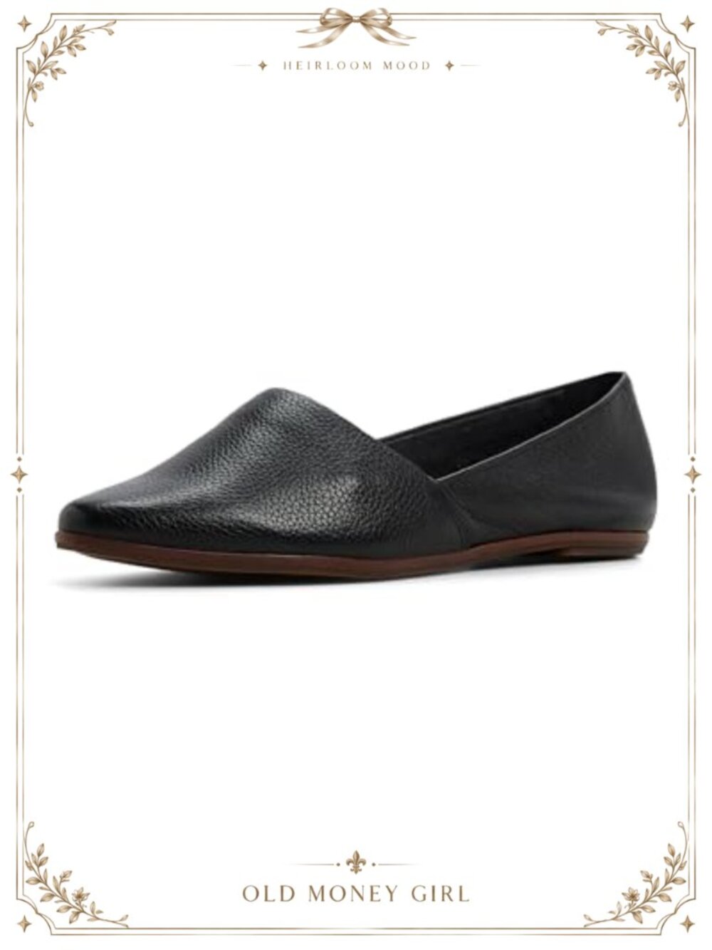 Pointy Toe Tumbled Leather Slip-On Flat Loafer Cushioned Insole